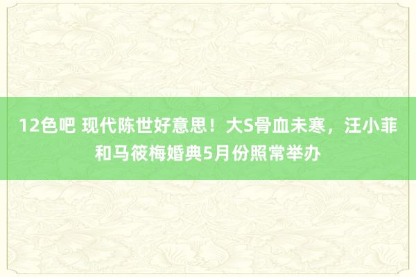 12色吧 现代陈世好意思！大S骨血未寒，汪小菲和马筱梅婚典5月份照常举办