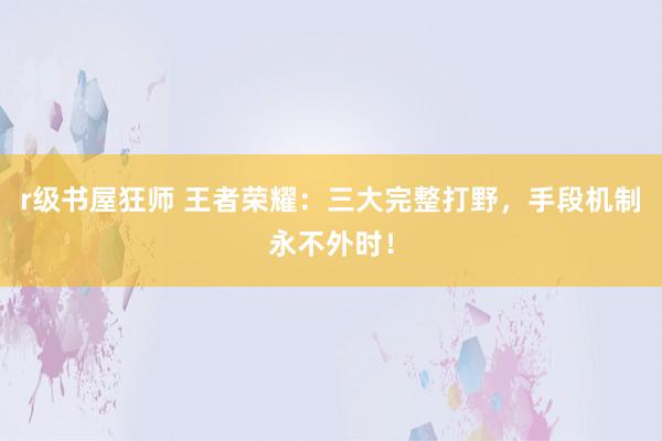 r级书屋狂师 王者荣耀：三大完整打野，手段机制永不外时！