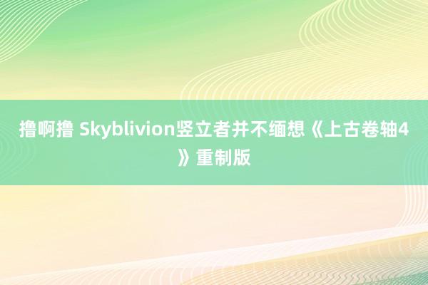撸啊撸 Skyblivion竖立者并不缅想《上古卷轴4》重制版
