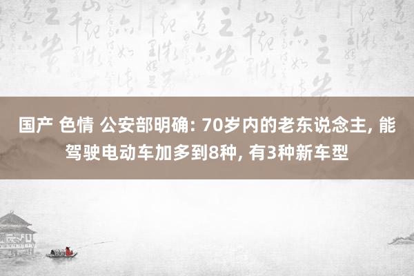 国产 色情 公安部明确: 70岁内的老东说念主, 能驾驶电动车加多到8种, 有3种新车型