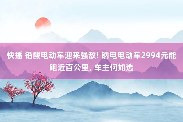 快播 铅酸电动车迎来强敌! 钠电电动车2994元能跑近百公里, 车主何如选