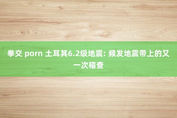 拳交 porn 土耳其6.2级地震: 频发地震带上的又一次稽查