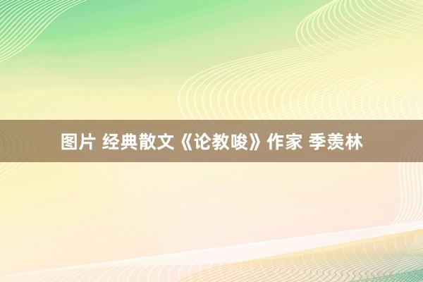 图片 经典散文《论教唆》作家 季羡林